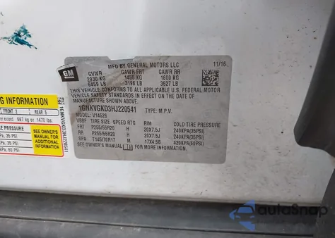 2017 Chevrolet Traverse 1Lt from USA, damaged, VIN 1GNKVGKD3HJ220541